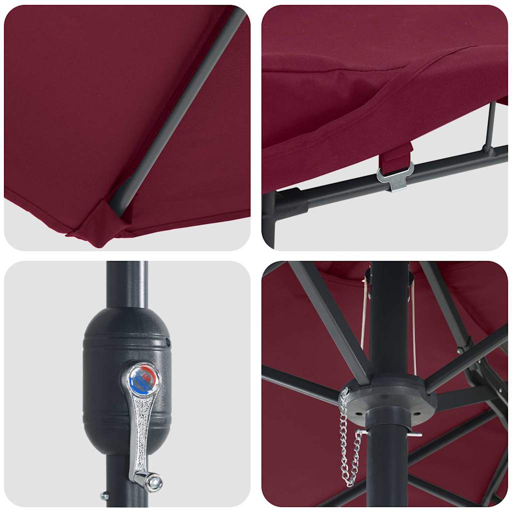 Havesol Bordeaux Rød 385 x 209 x 244 cm Polyester og Stål