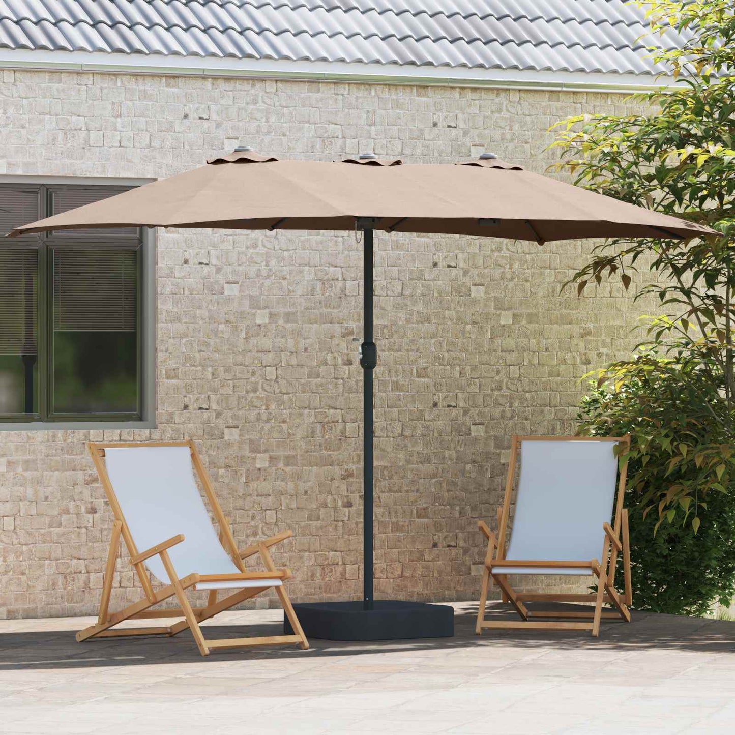Havesol 385 x 209 x 244 cm Polyester Gråbrun