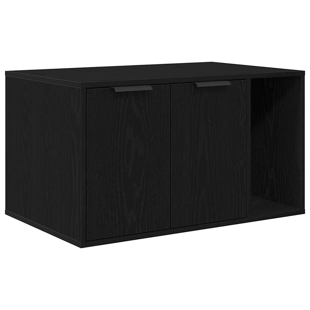 kattebakke sort egetræ 80x50x45 cm konstrueret træ