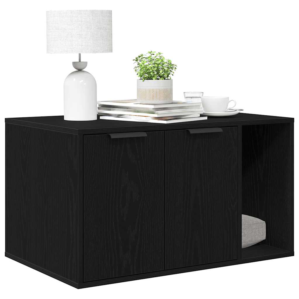 kattebakke sort egetræ 80x50x45 cm konstrueret træ