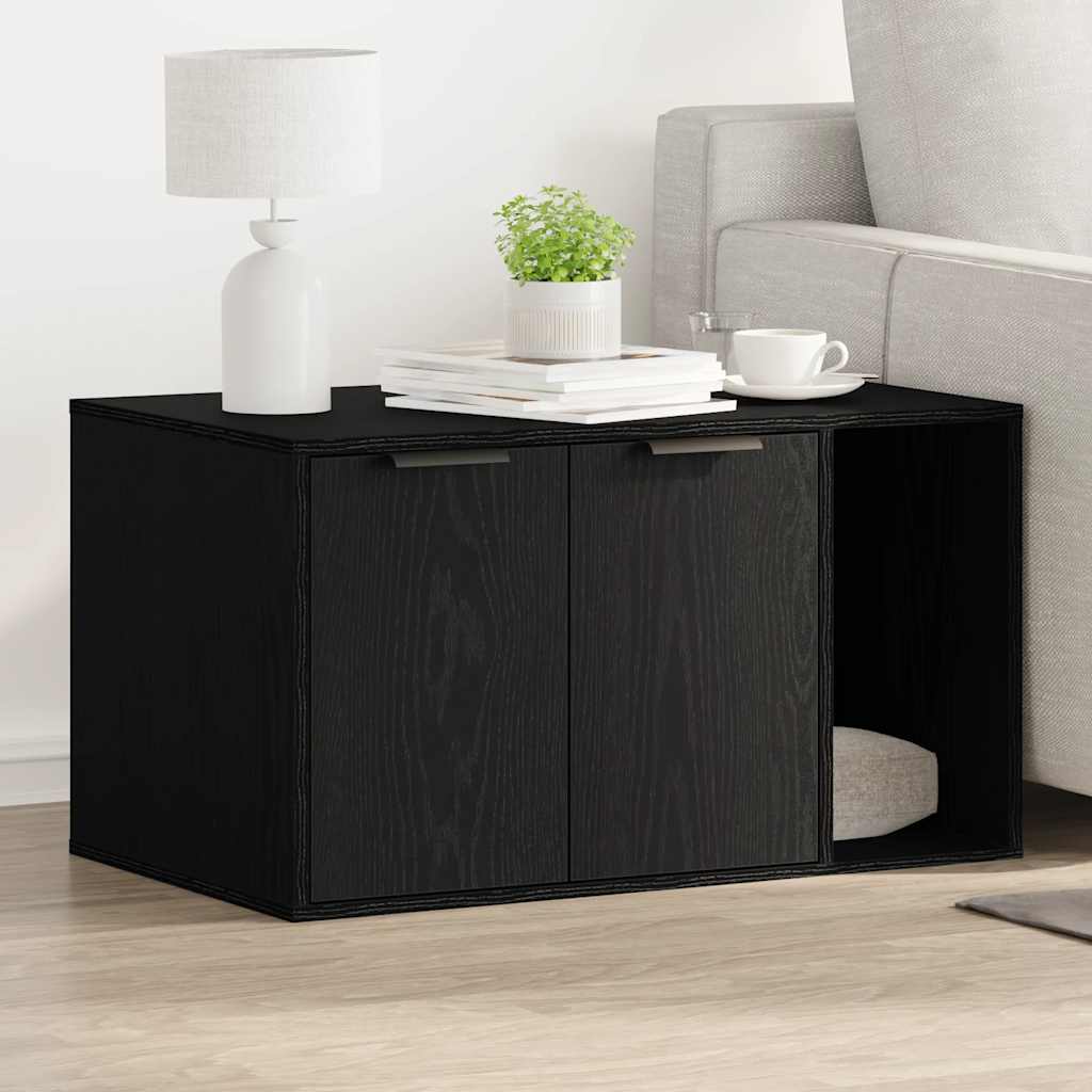 kattebakke sort egetræ 80x50x45 cm konstrueret træ