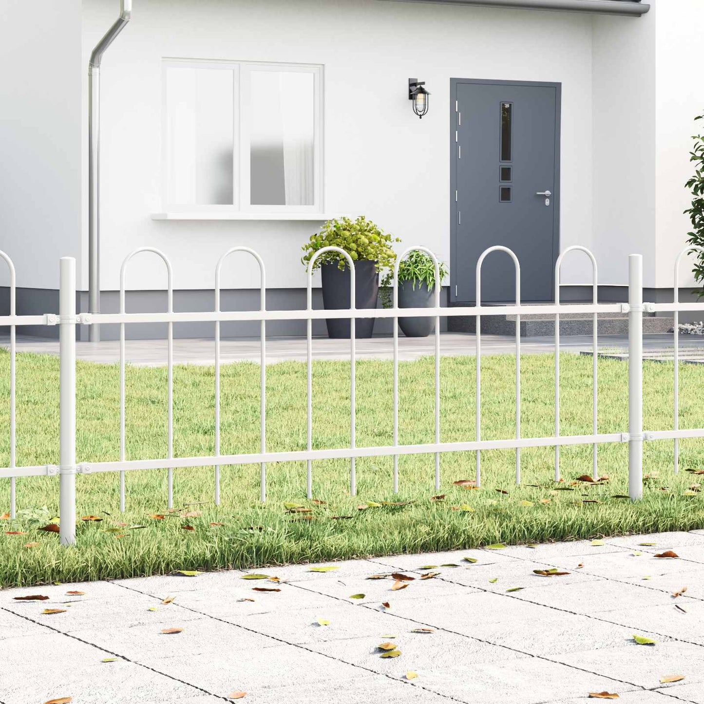 Havehegn BOXTEL 5 pcs 8,5 x 0,6 m Pulverlakeret stål Hvid