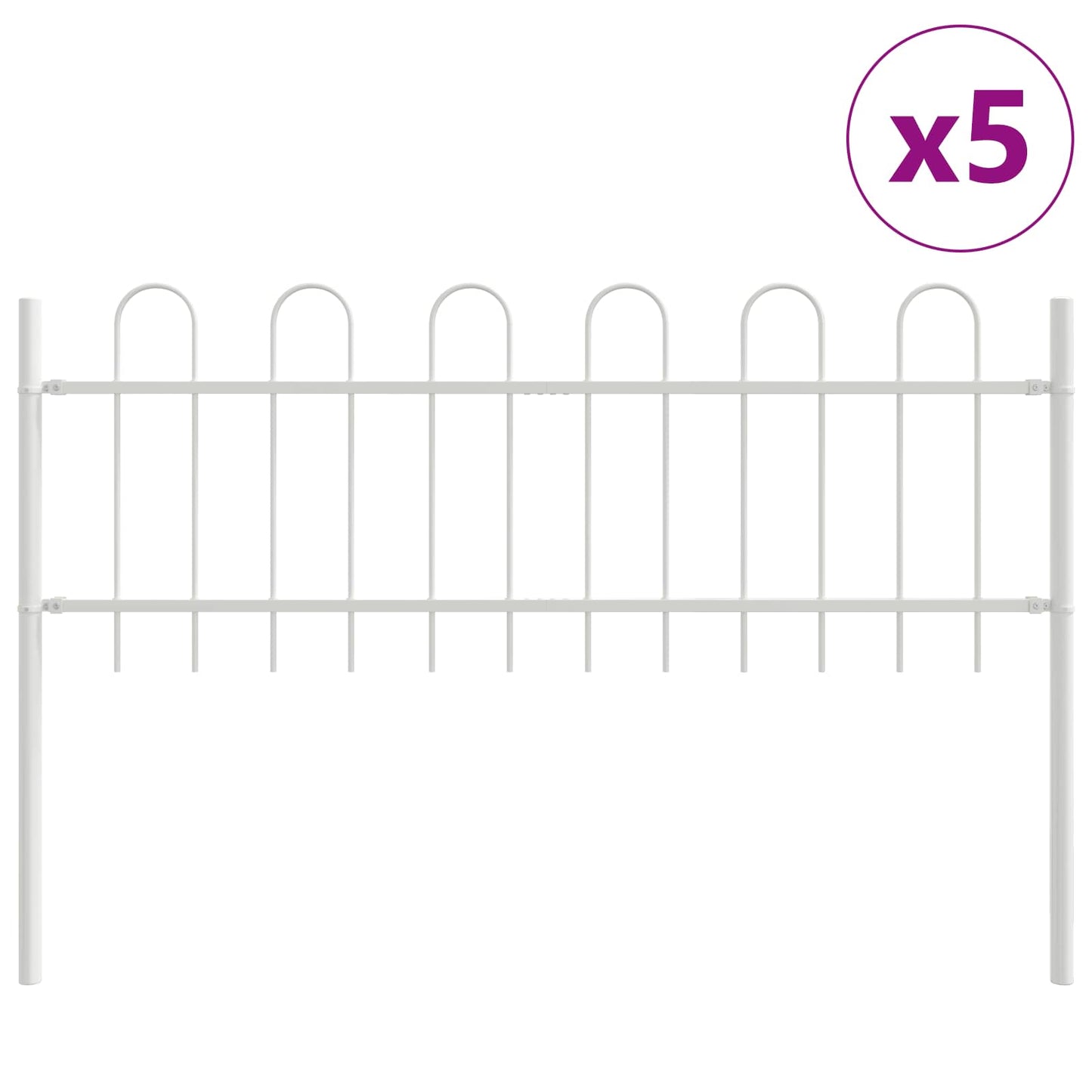 Havehegn BOXTEL 5 pcs 8,5 x 0,6 m Pulverlakeret stål Hvid