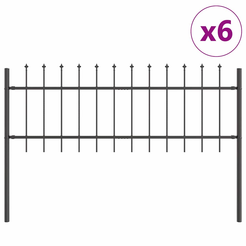 Havehegn WOERDEN 6 stk. 10,2 x 0,6 m Pulverlakeret stål Grå