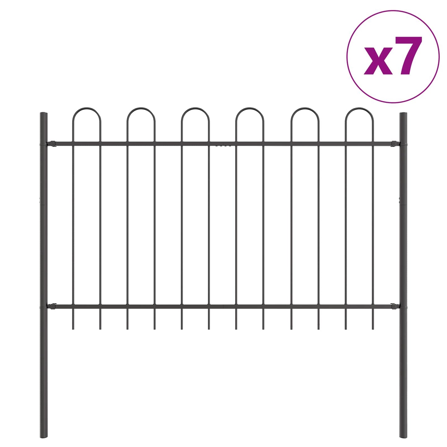 Havehegn BOXTEL 7 stk. 11,9 x 0,8 m Pulverlakeret stål Grå