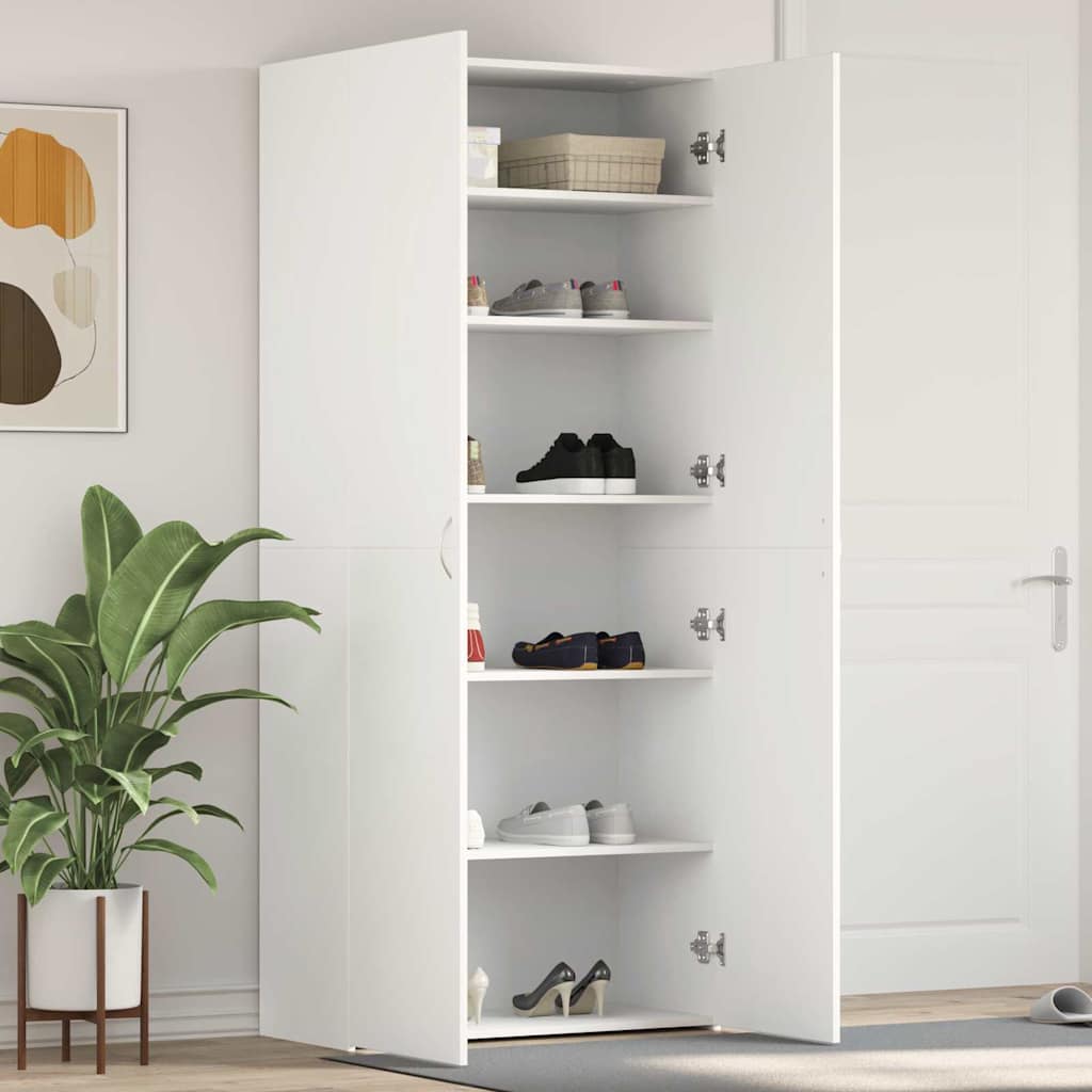 Sko skab med hylde Hvid 80 x 35.5 x 180 cm Konstrueret træ