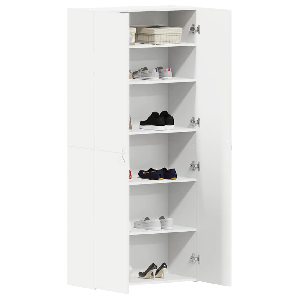 Sko skab med hylde Hvid 80 x 35.5 x 180 cm Konstrueret træ
