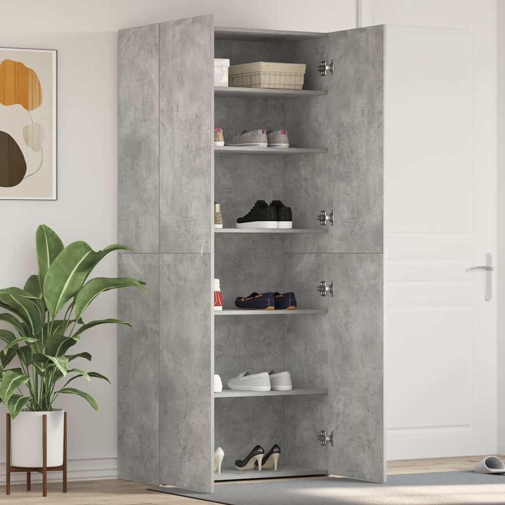 Sko skab med hylde Grå 80 x 35.5 x 180 cm Konstrueret træ