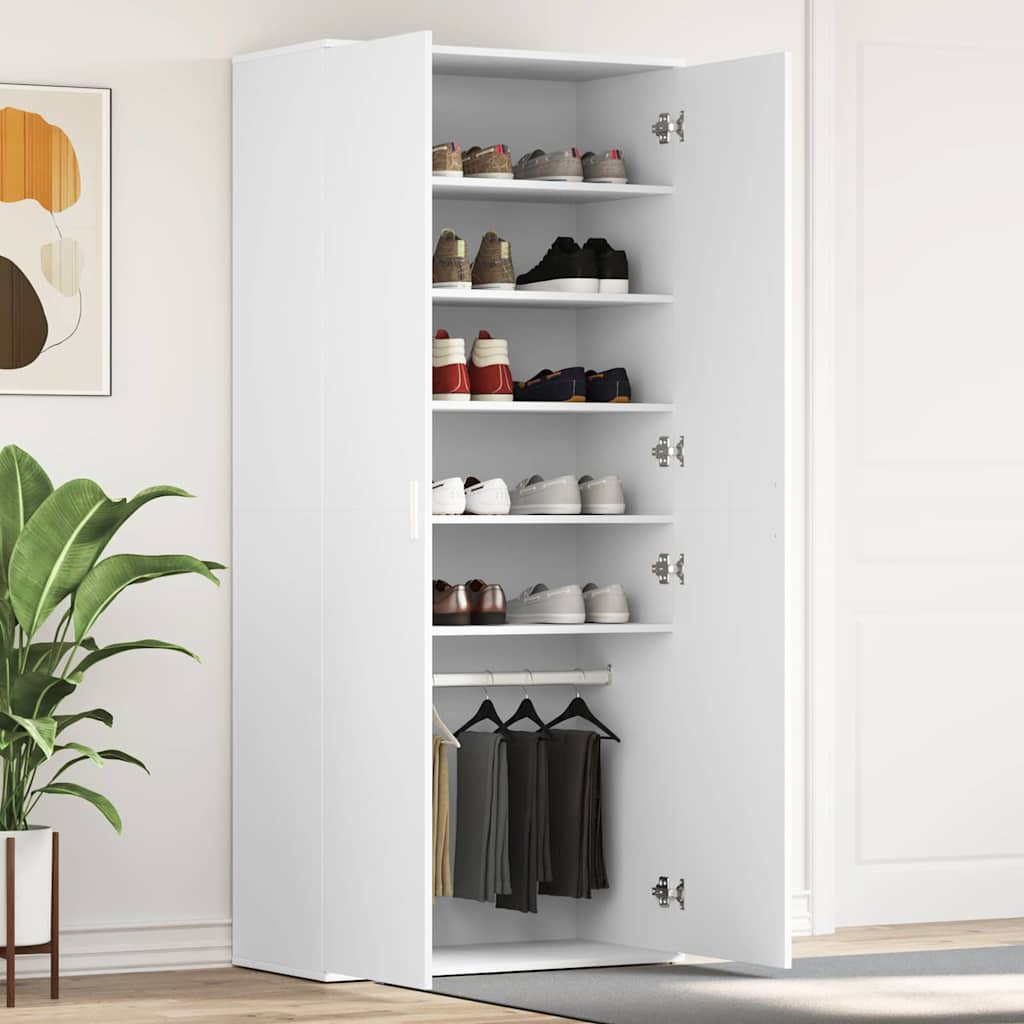 Sko skab med hylde Hvid 80 x 39 x 178 cm Konstrueret træ