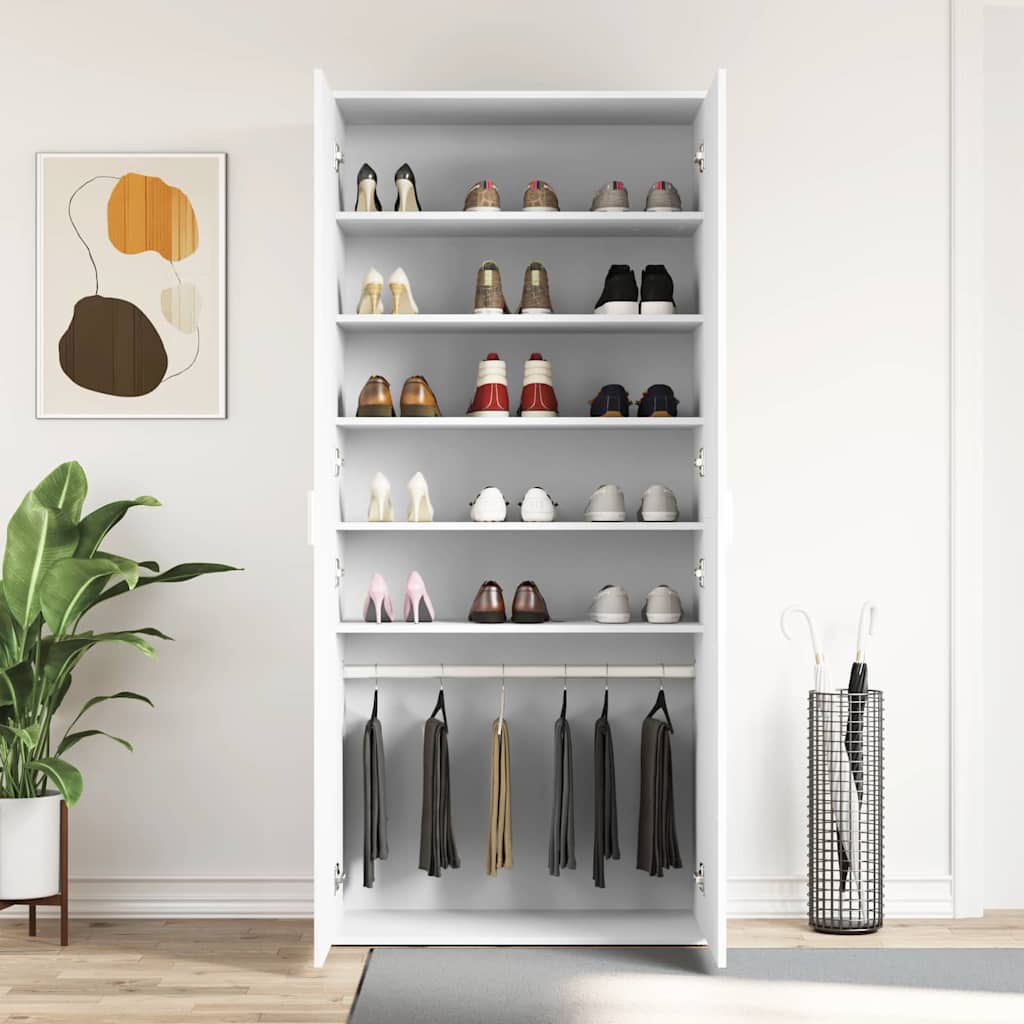 Sko skab med hylde Hvid 80 x 39 x 178 cm Konstrueret træ