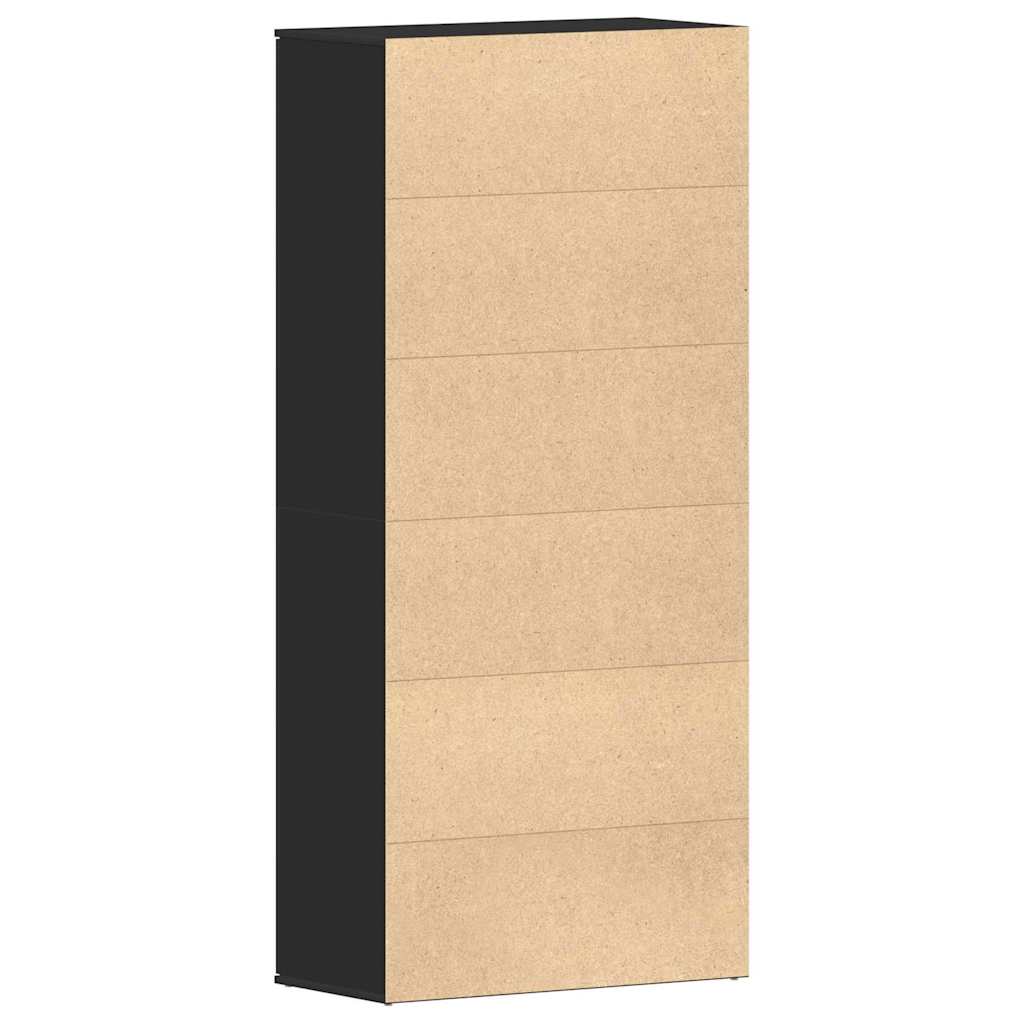Sko skab med hylde Sort 80 x 39 x 178 cm Konstrueret træ