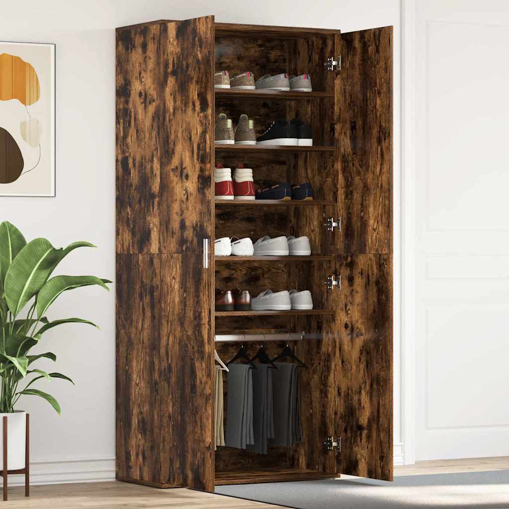 Sko skab med hylde Røget eg 80 x 39 x 178 cm Konstrueret træ