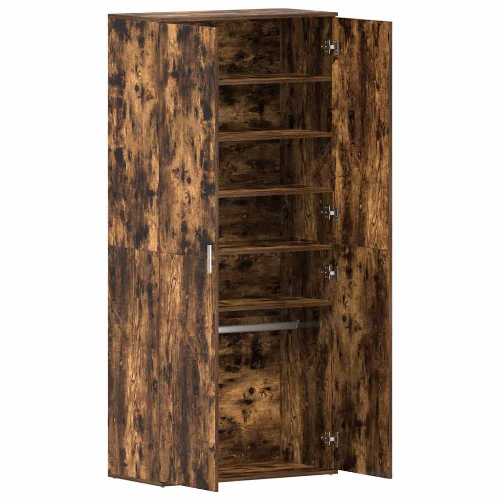 Sko skab med hylde Røget eg 80 x 39 x 178 cm Konstrueret træ