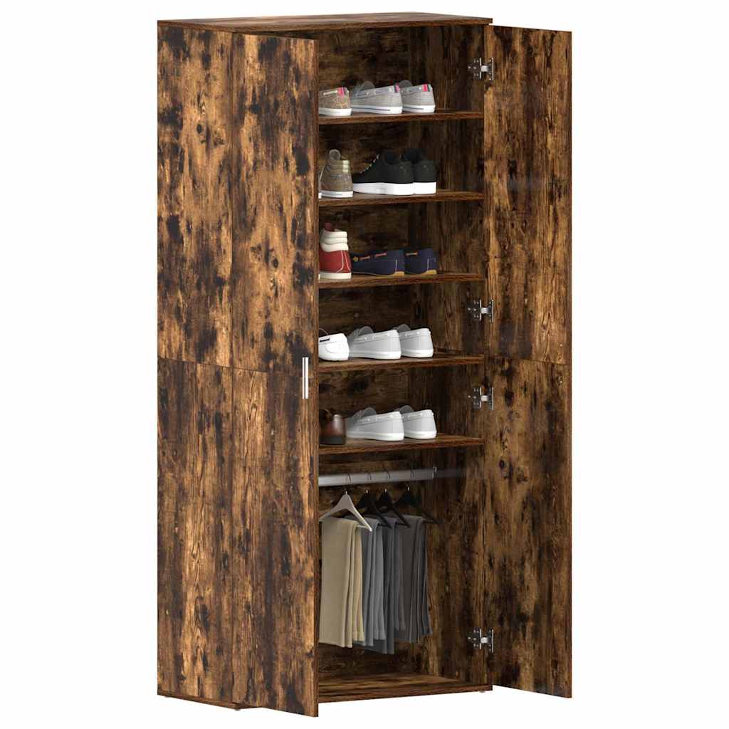 Sko skab med hylde Røget eg 80 x 39 x 178 cm Konstrueret træ