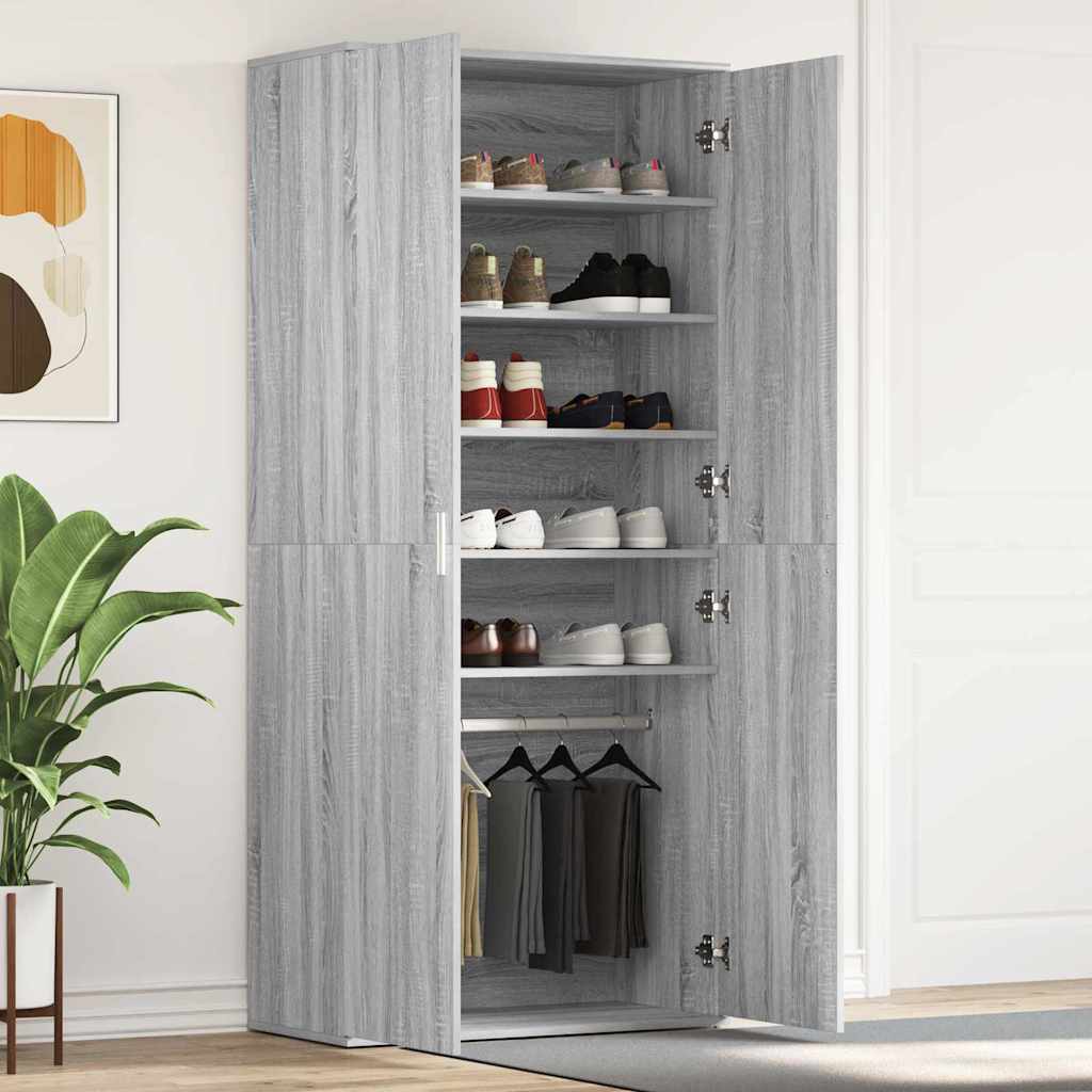 Sko skab med hylde Grå Sonoma 80 x 39 x 178 cm Konstrueret træ