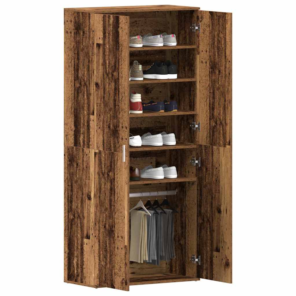 Sko skab med hylde Gammelt træ 80 x 39 x 178 cm Konstrueret træ