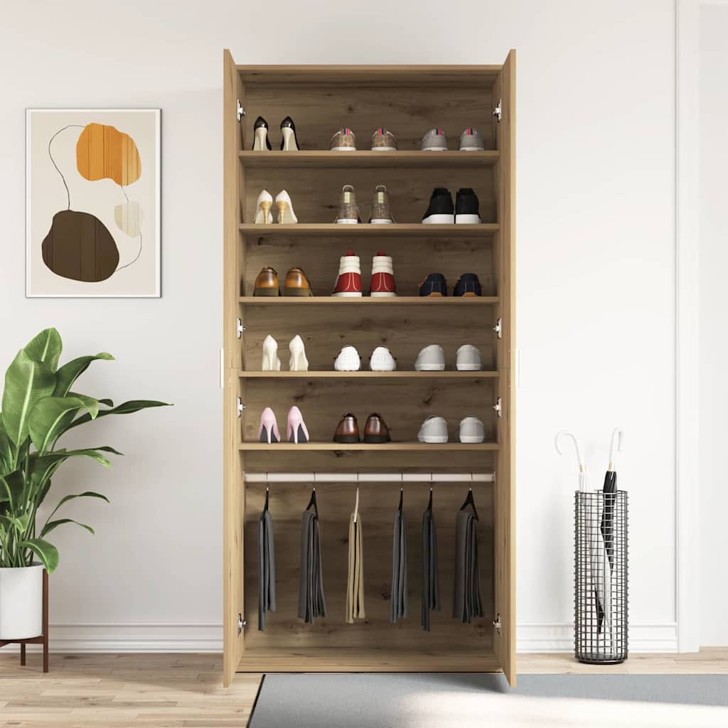 Sko skab 80 x 39 x 178 cm Konstrueret træ Artisan Egetræ