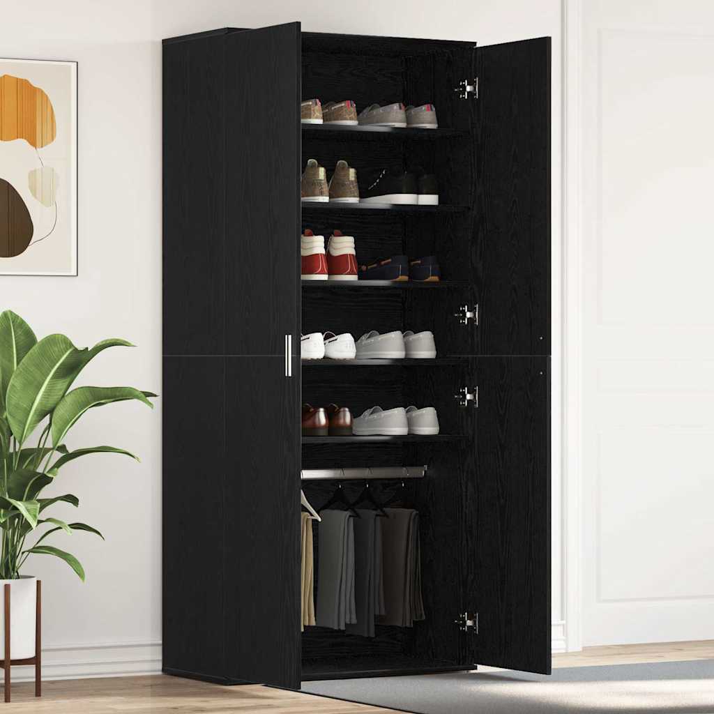 Sko skab med hylde Sort eg 80 x 39 x 178 cm Konstrueret træ