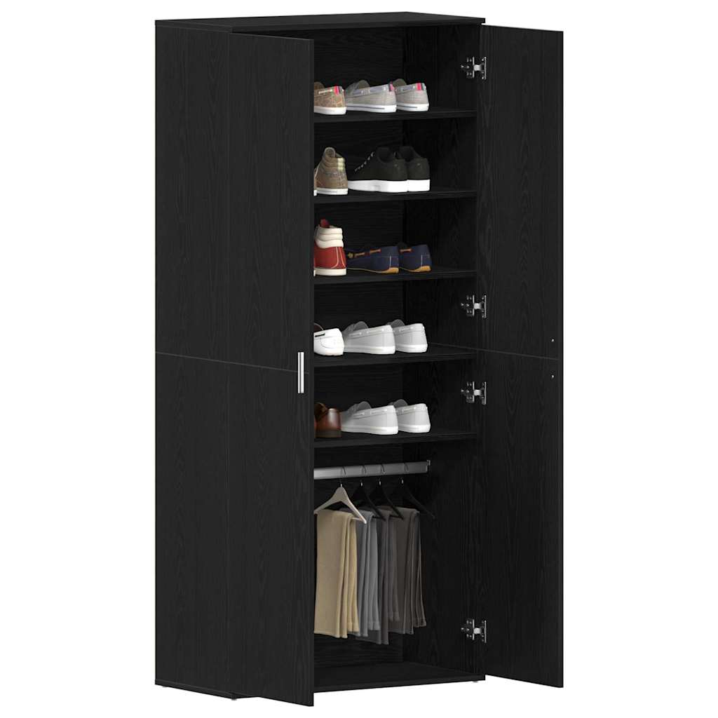 Sko skab med hylde Sort eg 80 x 39 x 178 cm Konstrueret træ