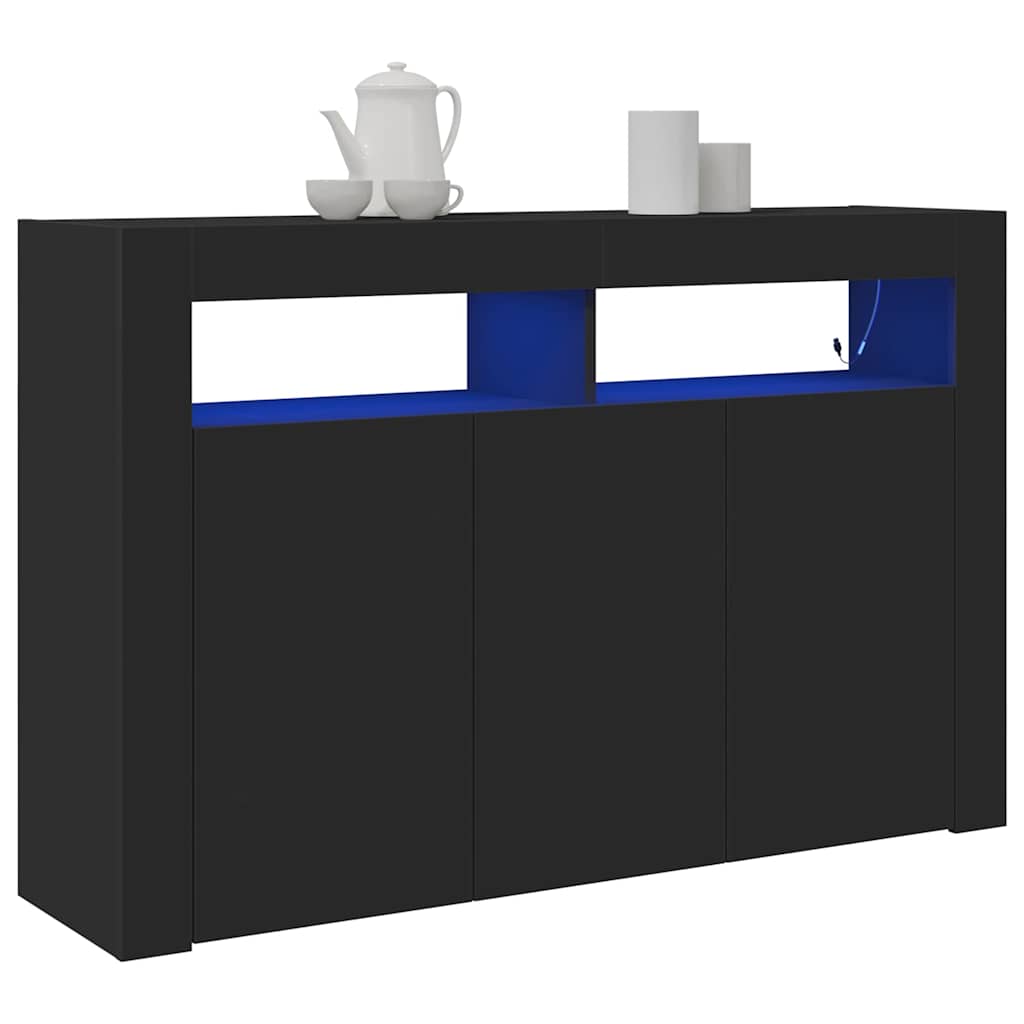 Sideboard Sort 116 x 30 x 75 cm Konstrueret træ