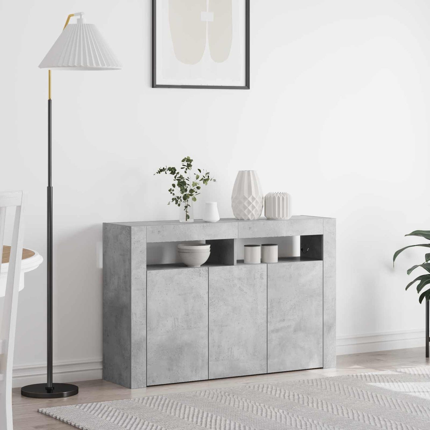 Sideboard Beton Grå 116 x 30 x 75 cm Konstrueret træ