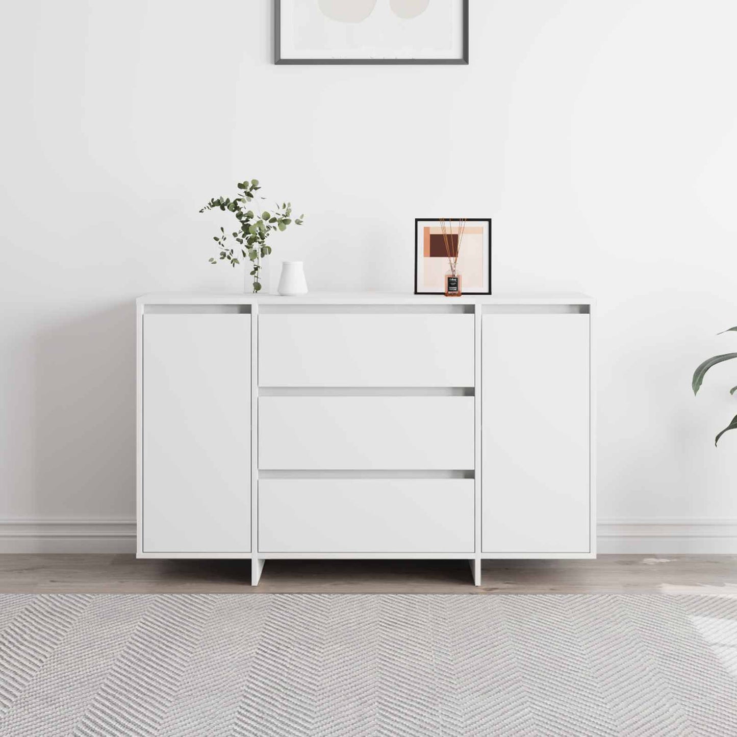 Sideboard med skuffe Hvid 120 x 41 x 75 cm Konstrueret træ