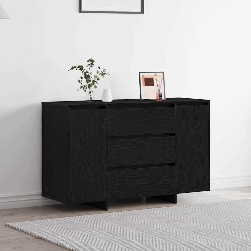 Sideboard med skuffe Sort eg 120 x 41 x 75 cm Konstrueret træ