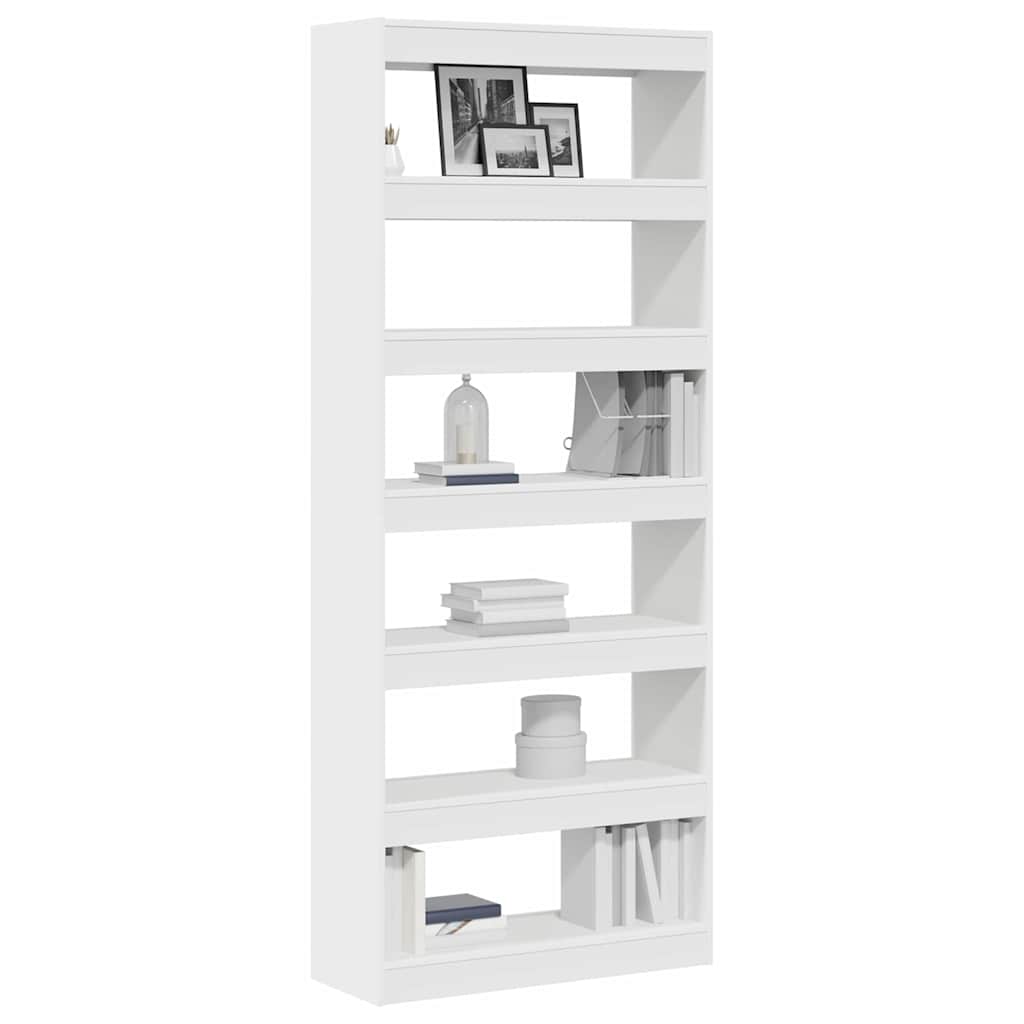 Bogskab med hylde Hvid 80 x 30 x 198 cm Konstrueret træ