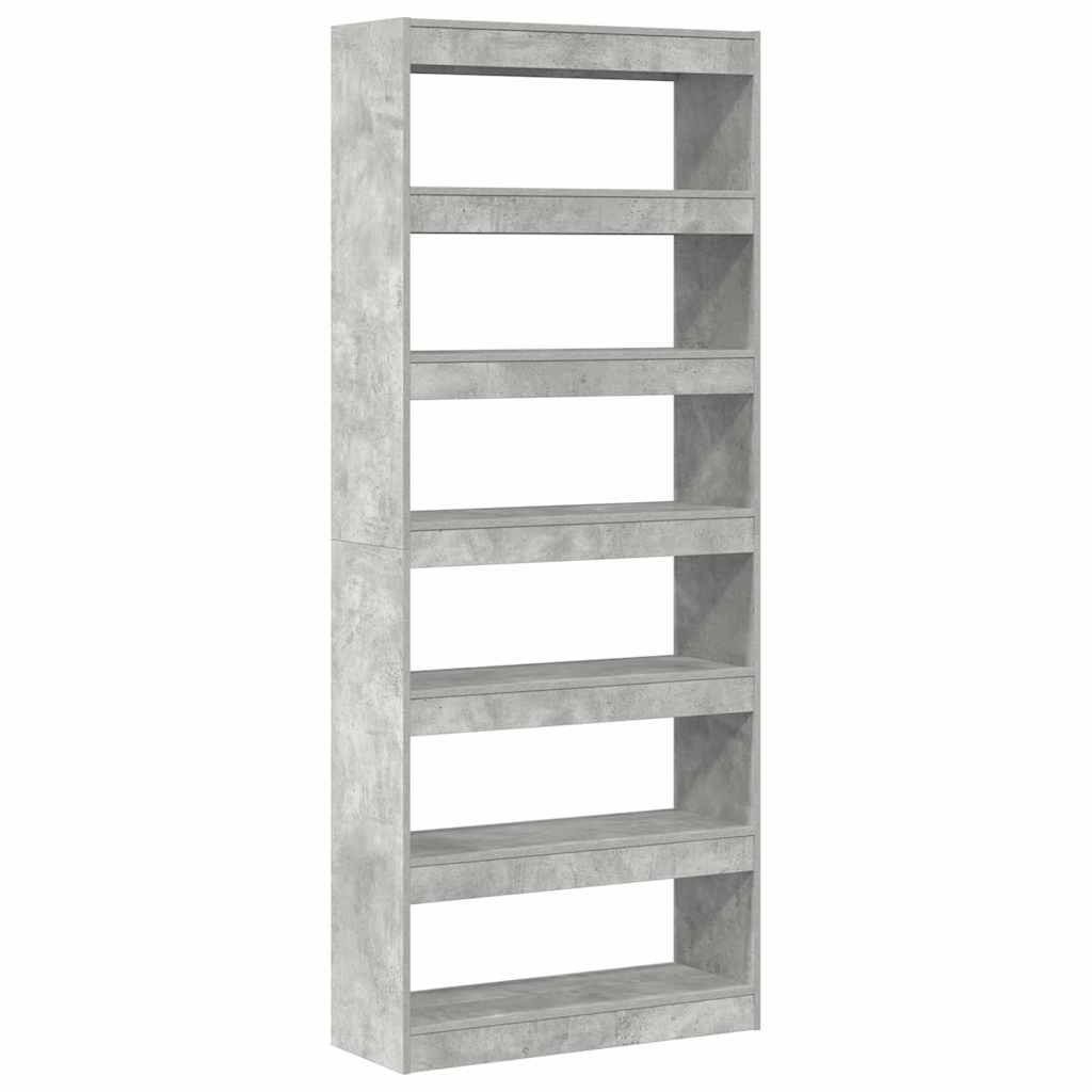 Bogskab med hylde Beton Grå 80 x 30 x 198 cm Konstrueret træ