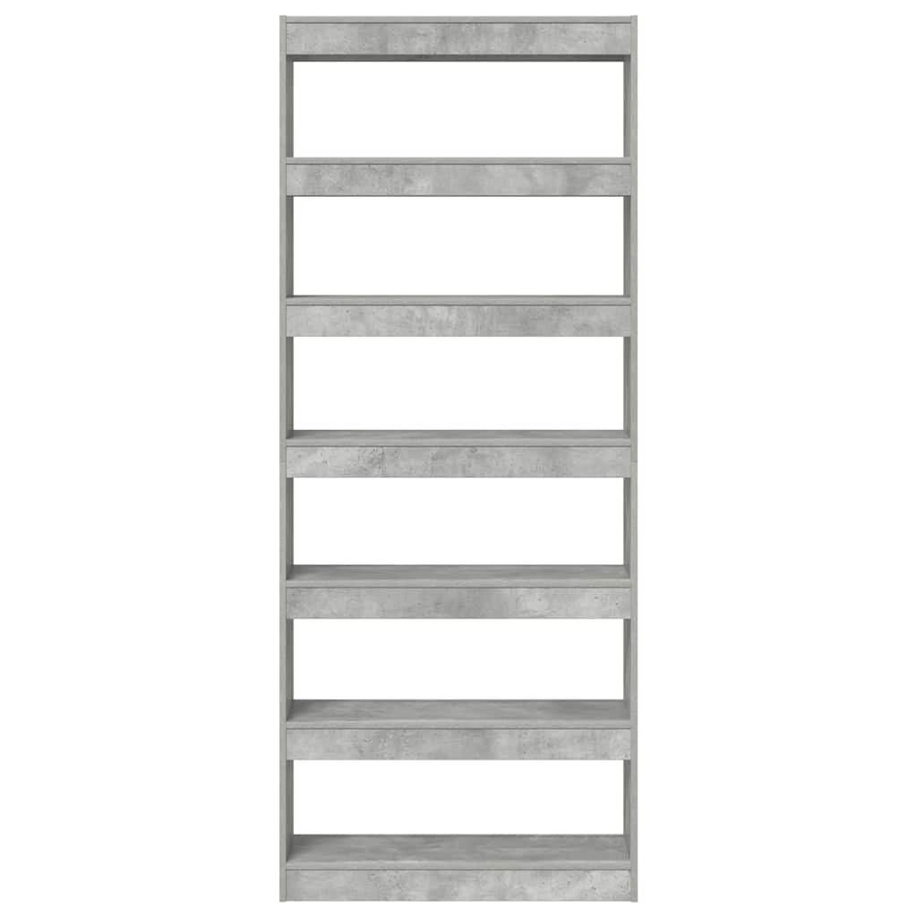 Bogskab med hylde Beton Grå 80 x 30 x 198 cm Konstrueret træ