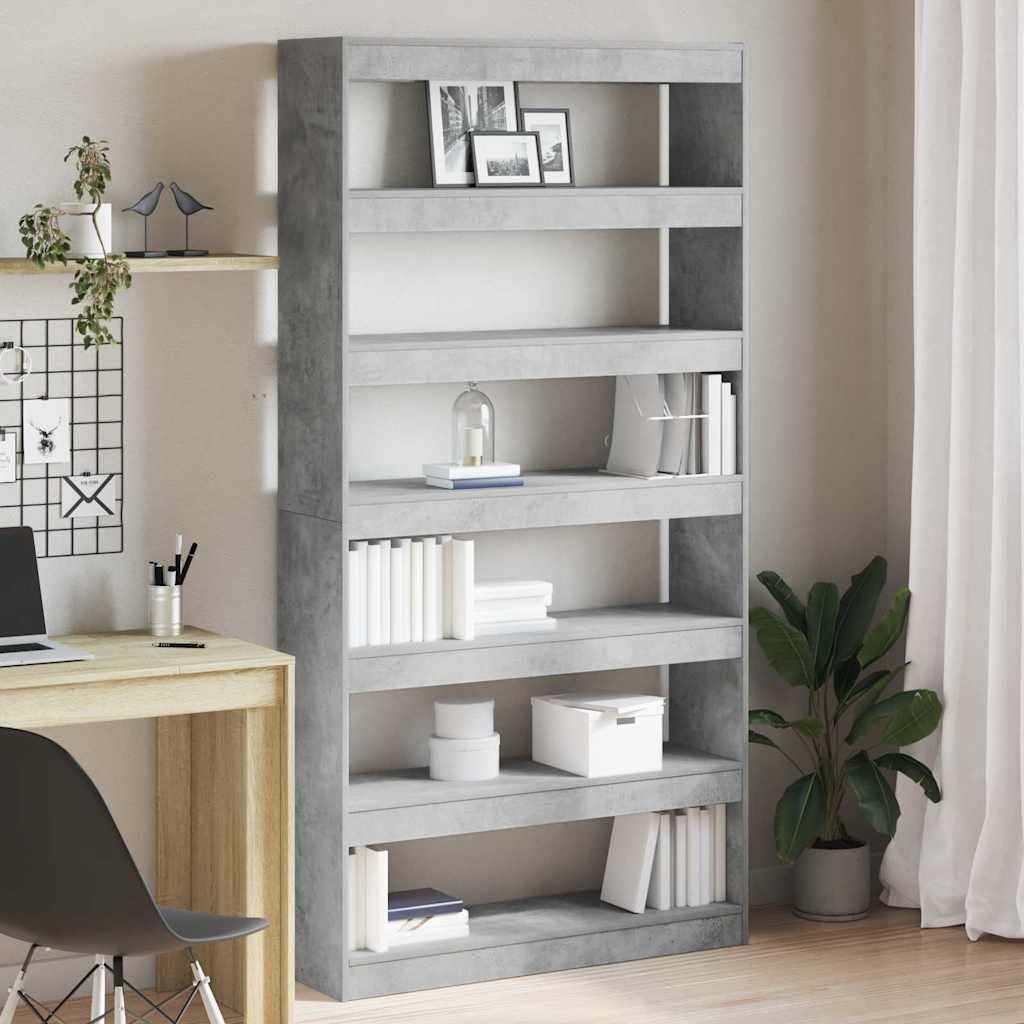 Bogskab Beton Grå 100 x 30 x 198 cm Konstrueret træ
