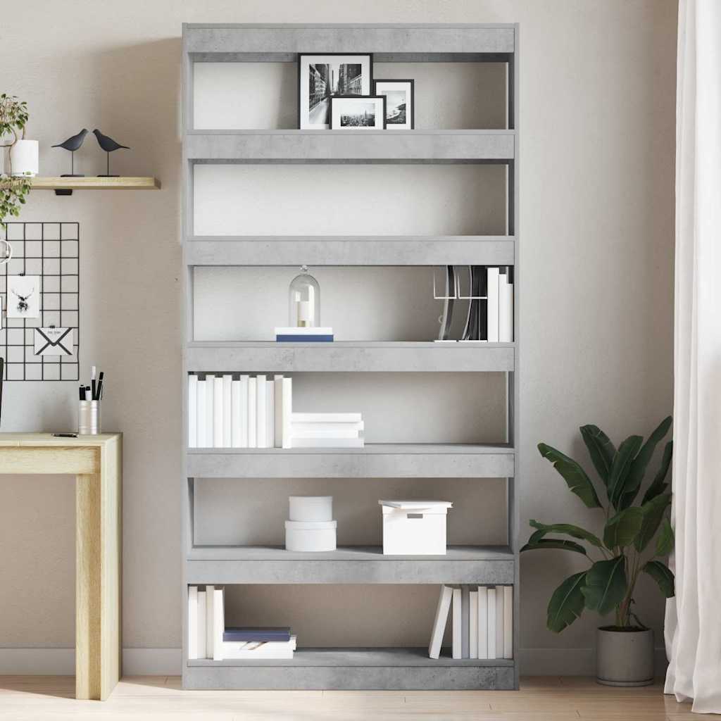 Bogskab Beton Grå 100 x 30 x 198 cm Konstrueret træ