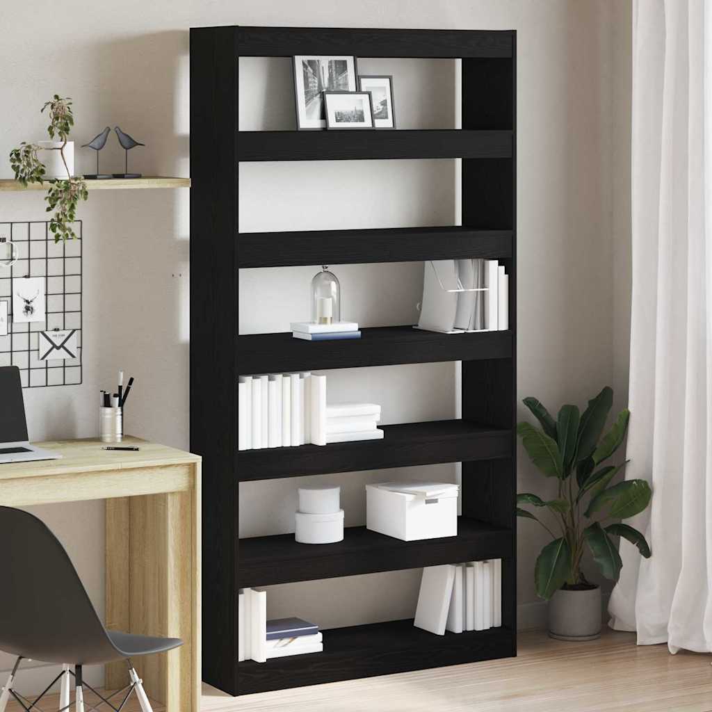 Bogskab Sort Eg 100 x 30 x 198 cm Konstrueret træ