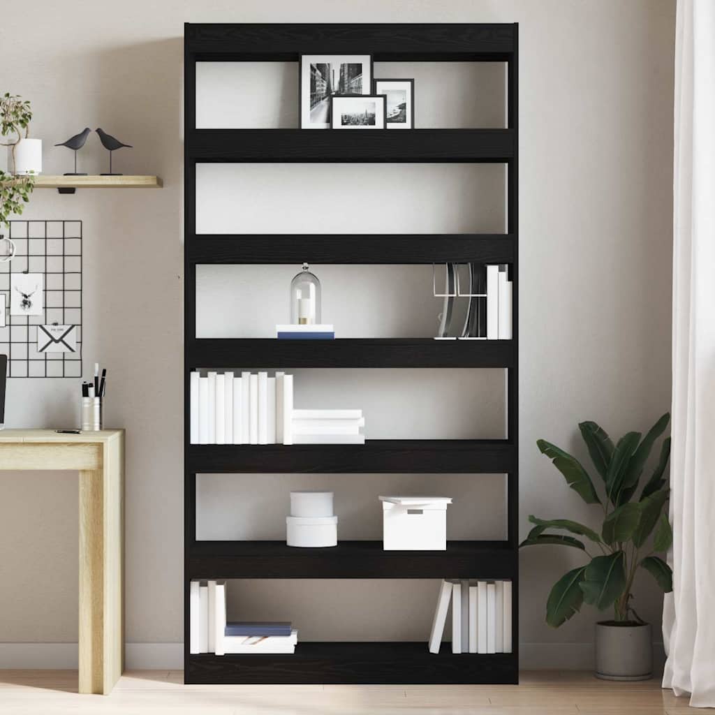 Bogskab Sort Eg 100 x 30 x 198 cm Konstrueret træ