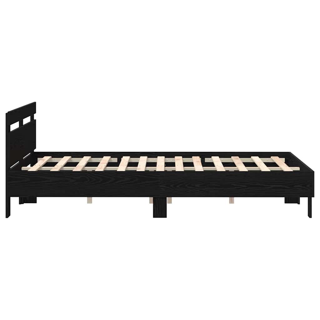 Sengestel med hovedgærde Sort eg 140 x 200 cm Konstrueret træ