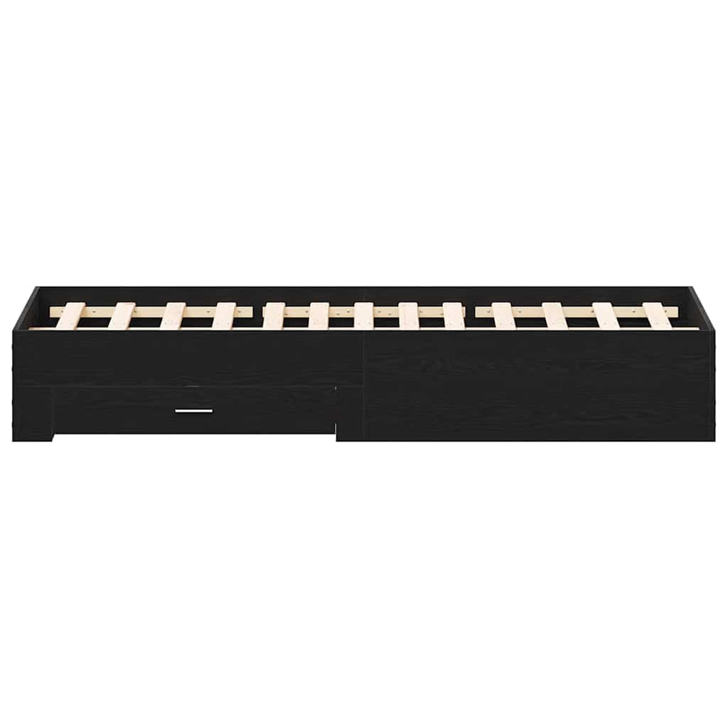 Sengestel med skuffe Sort eg 135 x 190 cm Konstrueret træ