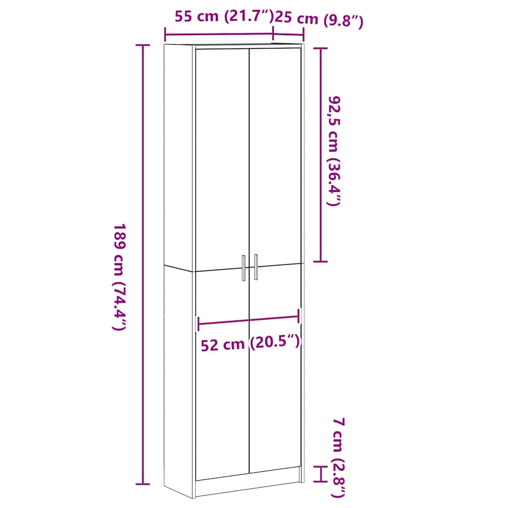 Garderobeskab Gammelt træ 55 x 25 x 189 cm Konstrueret træ