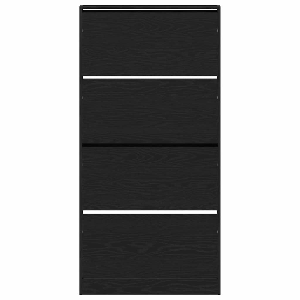 Sko skab med hylde Sort eg 80 x 21 x 163,5 cm Konstrueret træ