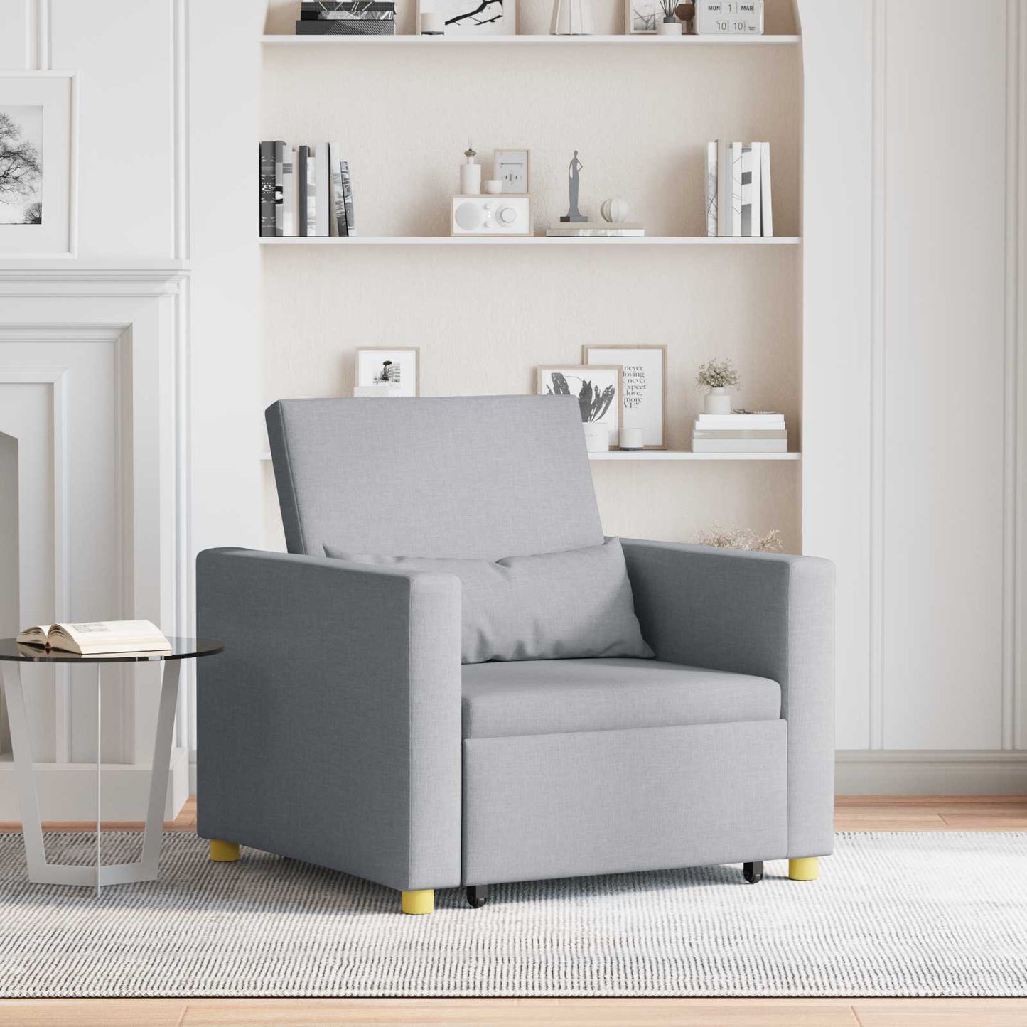 Utrækkelig sovesofa enkelt Lysegrå 90 x 165 x 87 cm Stof