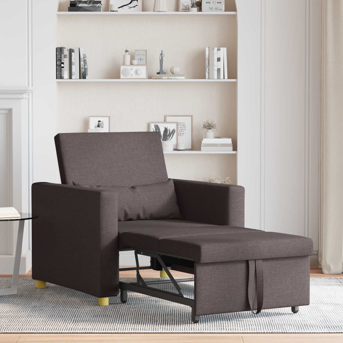 Utrækkelig sovesofa enkelt Mørkebrun 90 x 165 x 87 cm Stof