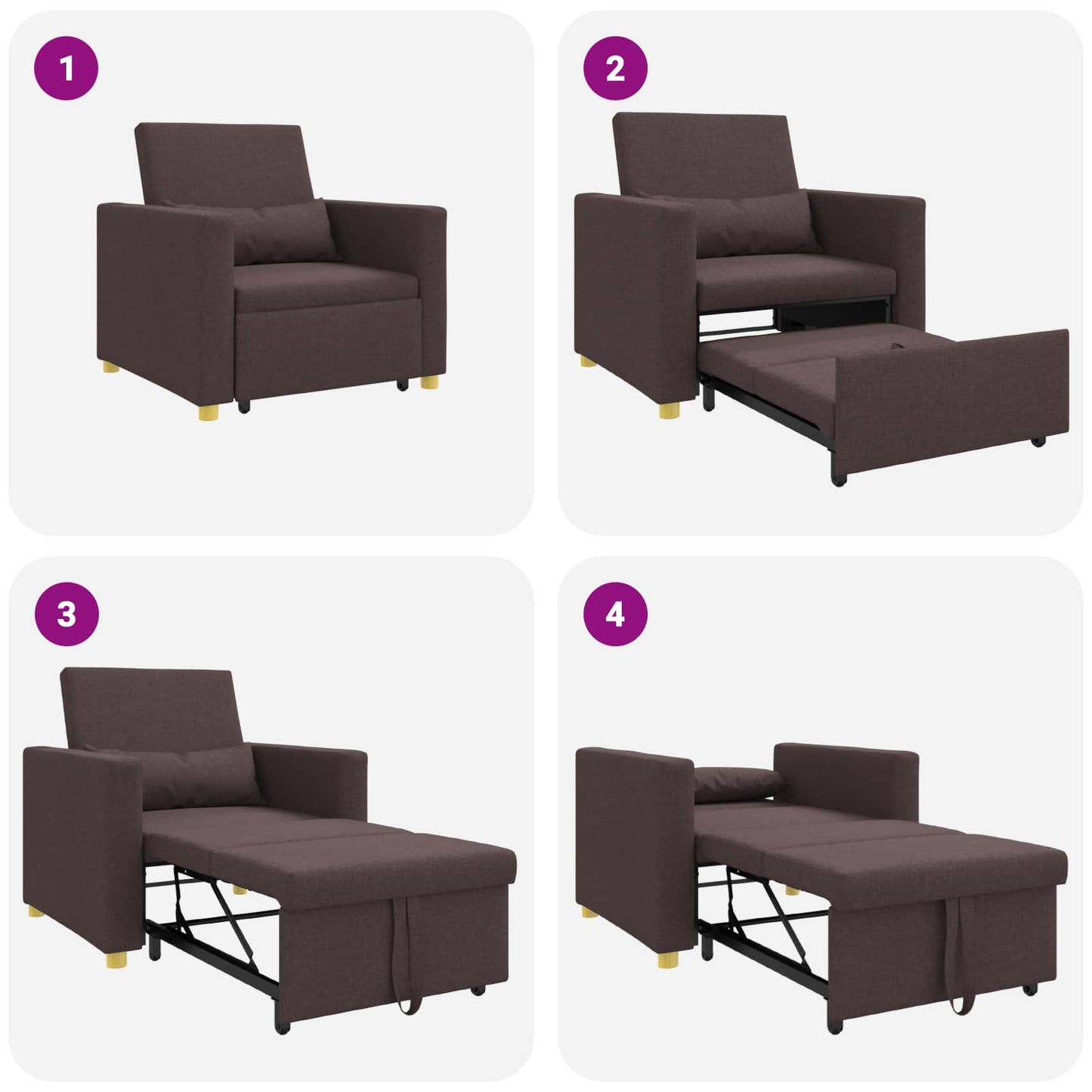 Utrækkelig sovesofa enkelt Mørkebrun 90 x 165 x 87 cm Stof