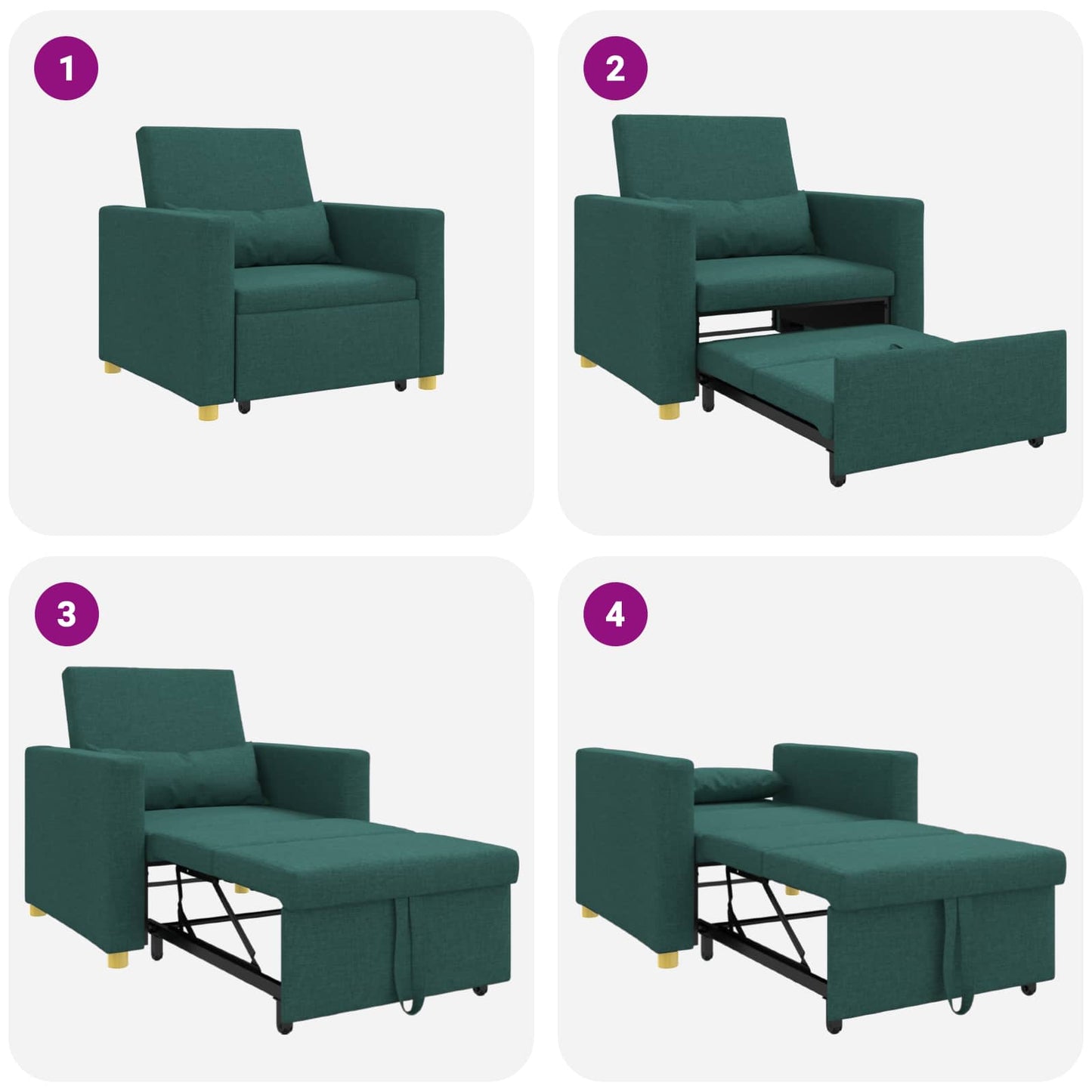 Utrækkelig sovesofa enkelt Mørkegrøn 90 x 165 x 87 cm Stof