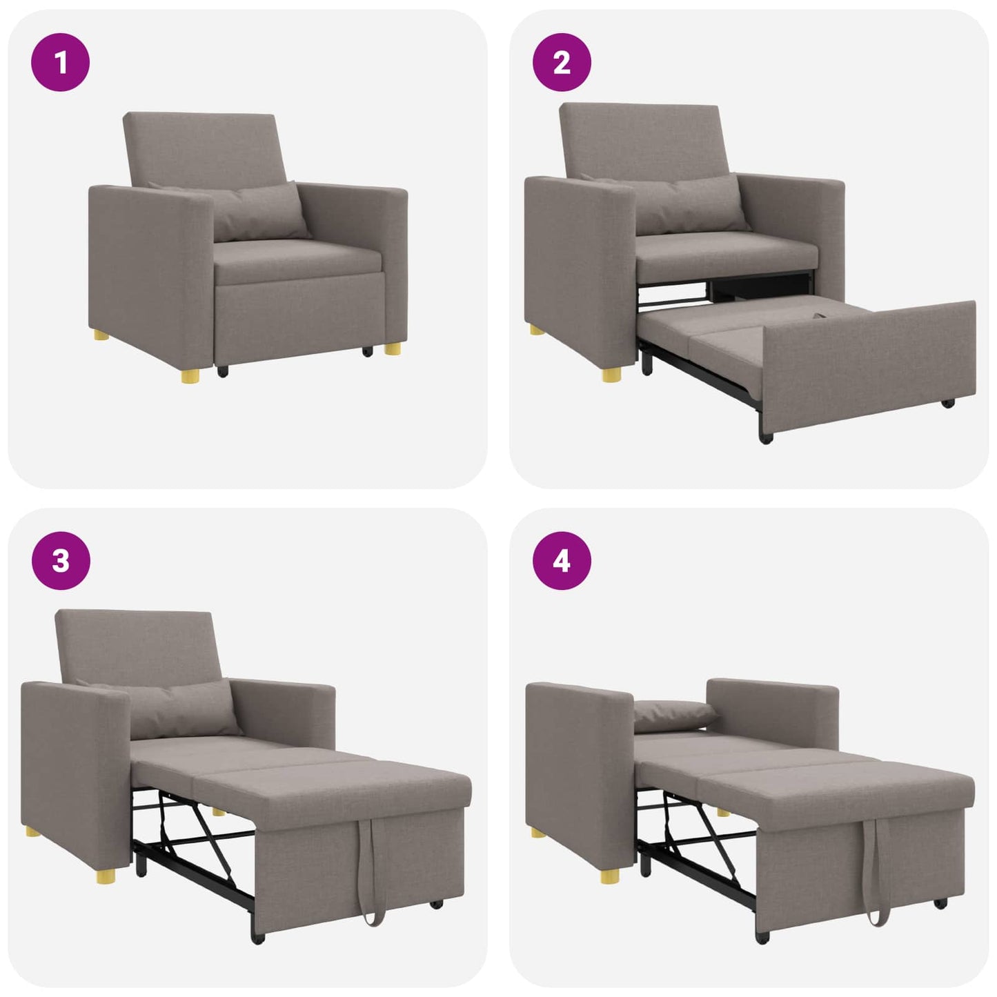 Utrækkelig sovesofa enkelt Gråbrun 90 x 165 x 87 cm Stof