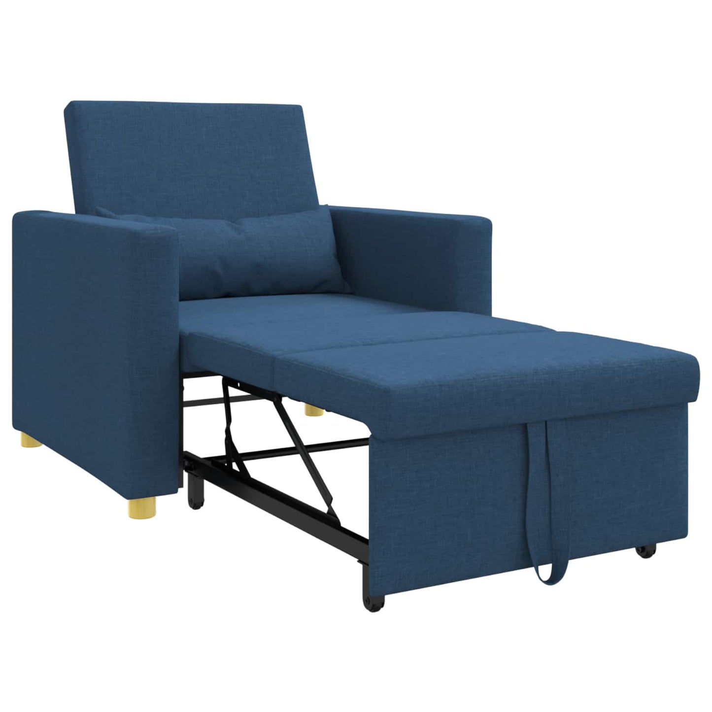 Utrækkelig sovesofa enkelt med hjul Blå 90 x 165 x 87 cm Stof