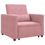 Utrækkelig sovesofa enkelt med hjul Lys pink Fløjl