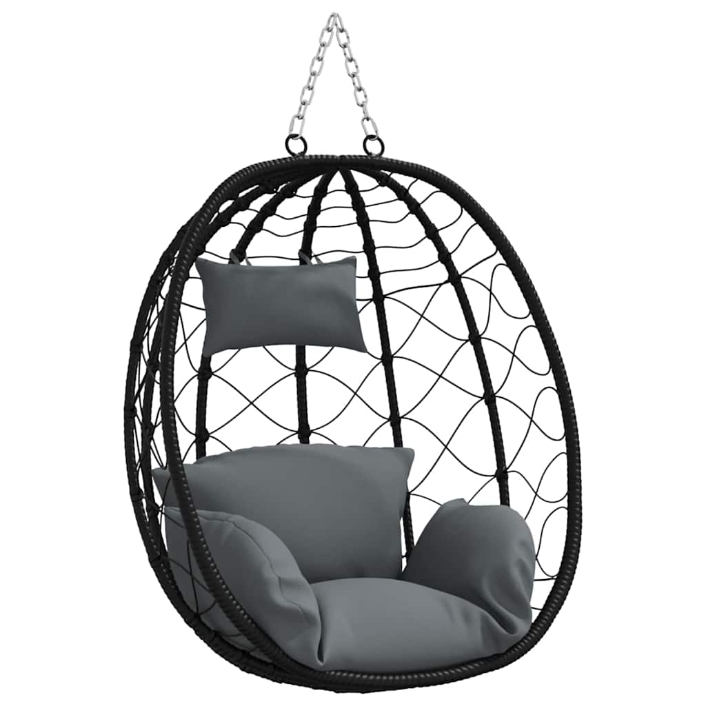Hængende æggestol polyrattan 91,5 x 54,5 x 107 cm Antracit