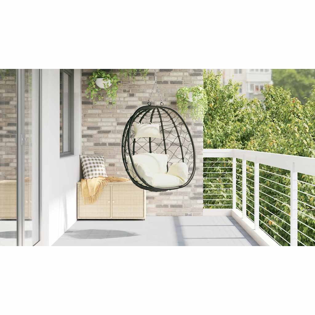 Hængende æggestol Cremehvid 91,5 x 54,5 x 107 cm polyrattan