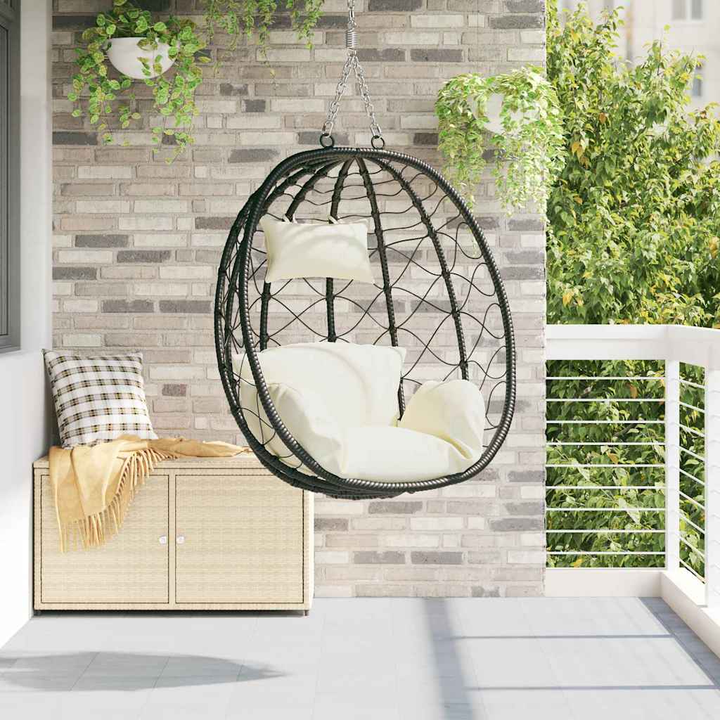 Hængende æggestol Cremehvid 91,5 x 54,5 x 107 cm polyrattan
