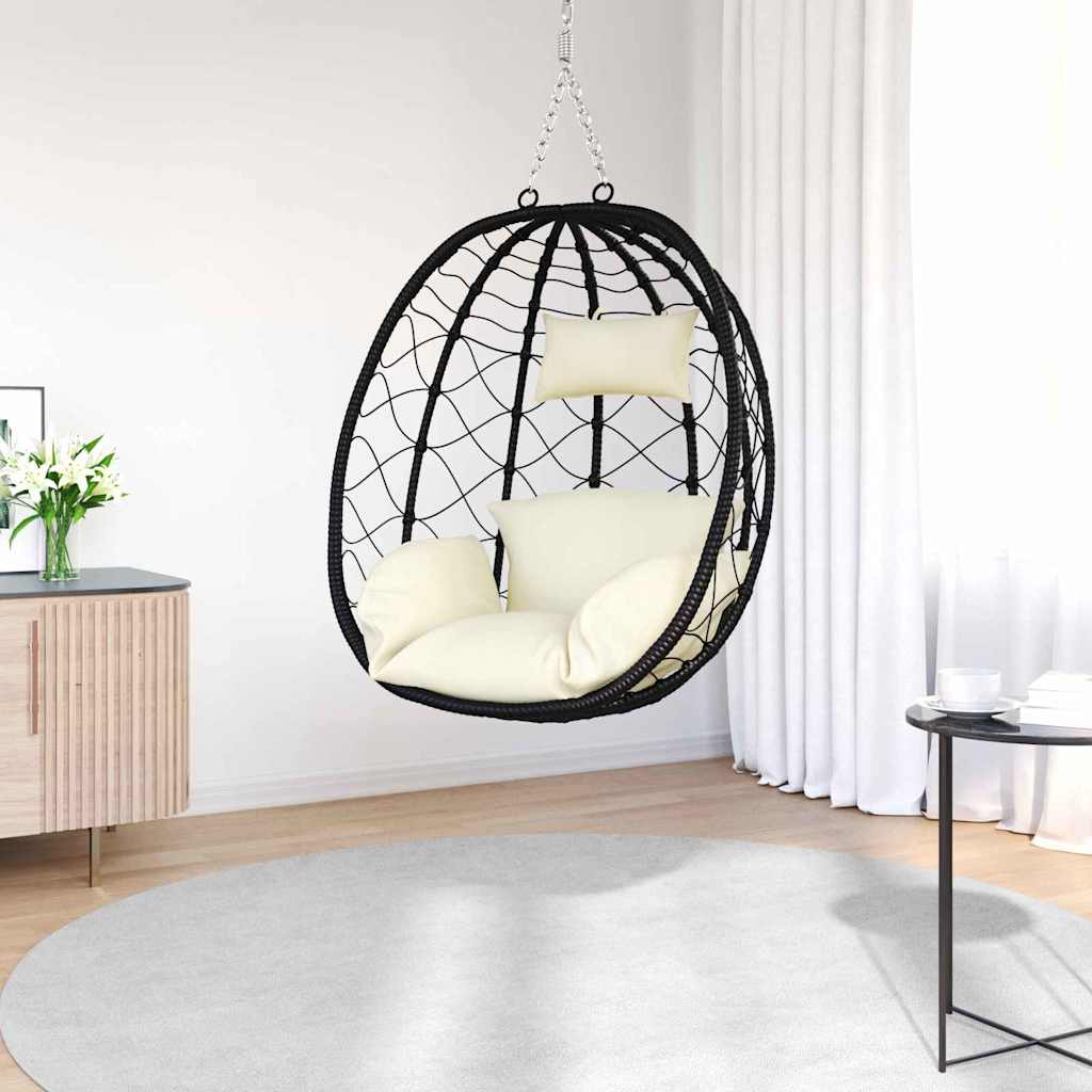 Hængende æggestol Cremehvid 91,5 x 54,5 x 107 cm polyrattan