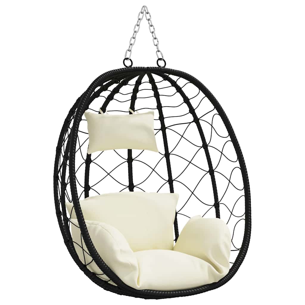Hængende æggestol polyrattan 91,5 x 54,5 x 107 cm Cremehvid